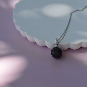 19" Tahitian Pearl Carved Necklace - Sterling Silver